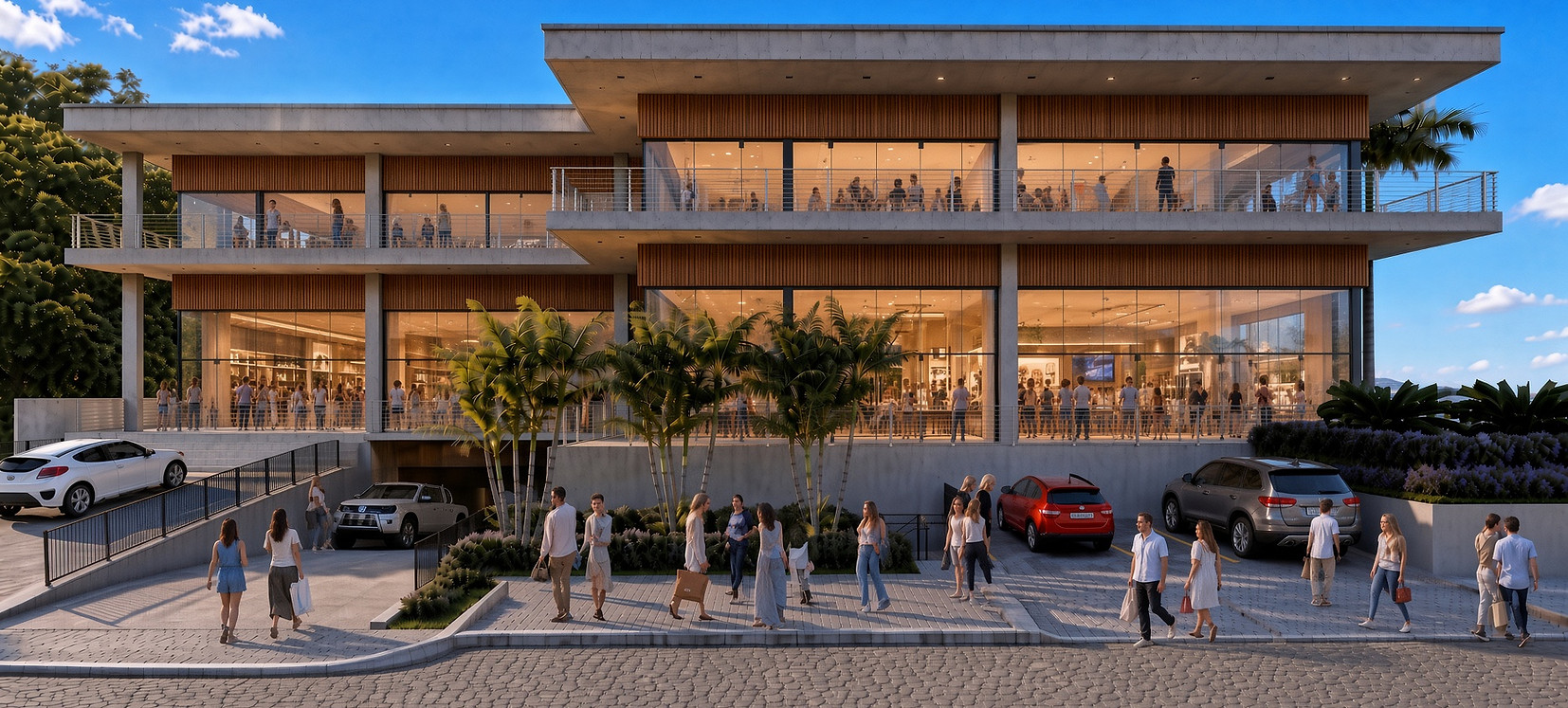 Vista lateral do projeto do Barra Park Shopping