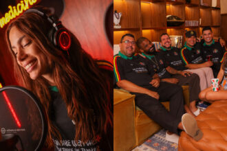 A cantora Anitta com as cores da Grande Rio