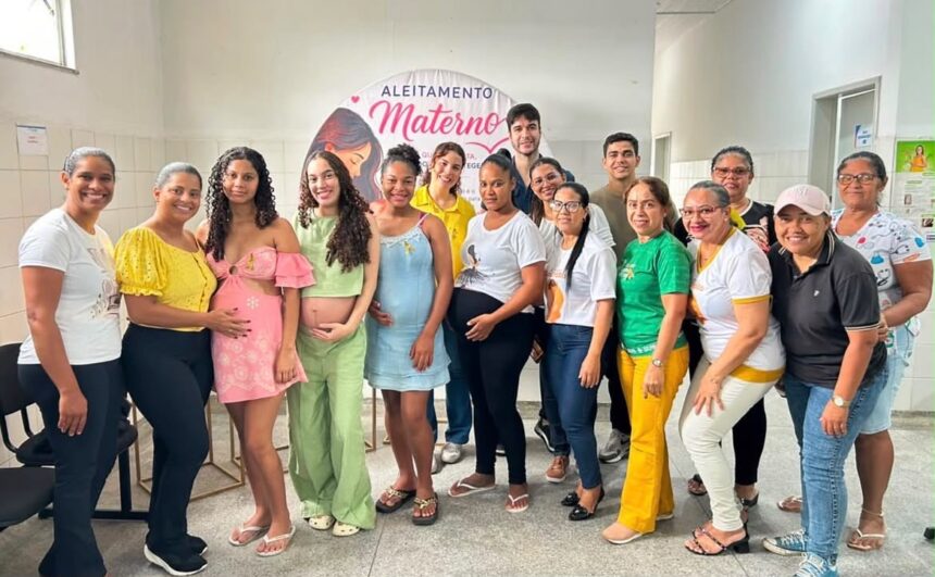 Mães recebem orientações sobre amamentação em ação no povoado Água Fria