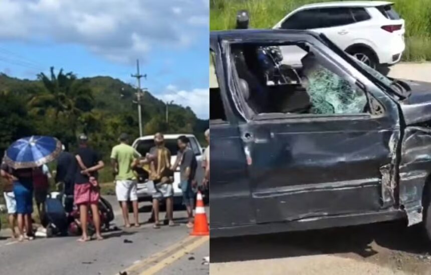 Motociclista morre e passageira fica gravemente ferida em colisão na BR-235