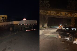 Motorista abandona Hilux após colisão frontal com caminhão em Itaporanga