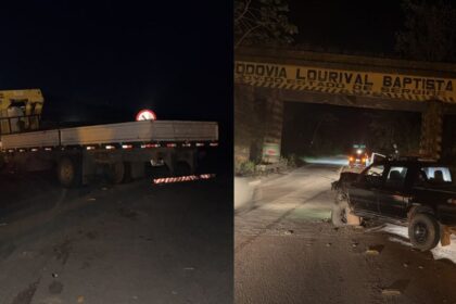 Motorista abandona Hilux após colisão frontal com caminhão em Itaporanga