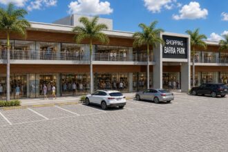 Fachada do Barra Park Shopping, em construção na Barra dos Coqueiros