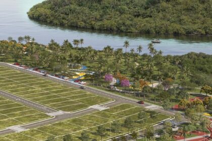 Imagem do projeto arquitetônico da praça linear do empreendimento Águas da Barra