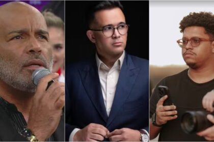 O cantor Rick, o empresário Bruno Avelar e o videomaker Paulo Soares, vítimas da queda de helicóptero em Santa Catarina