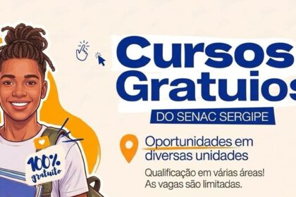Arte de divulgação dos cursos gratuitos do Senac Sergipe