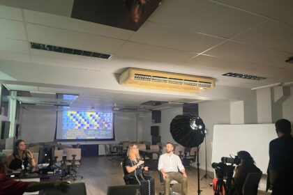 Gravação da reportagem do Fantástico na Universidade Tiradentes, em Aracaju, com os pesquisadores da Molloy University