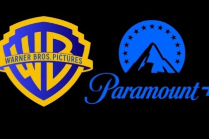 Logos da Warner Bros. Pictures e da Paramount+ lado a lado